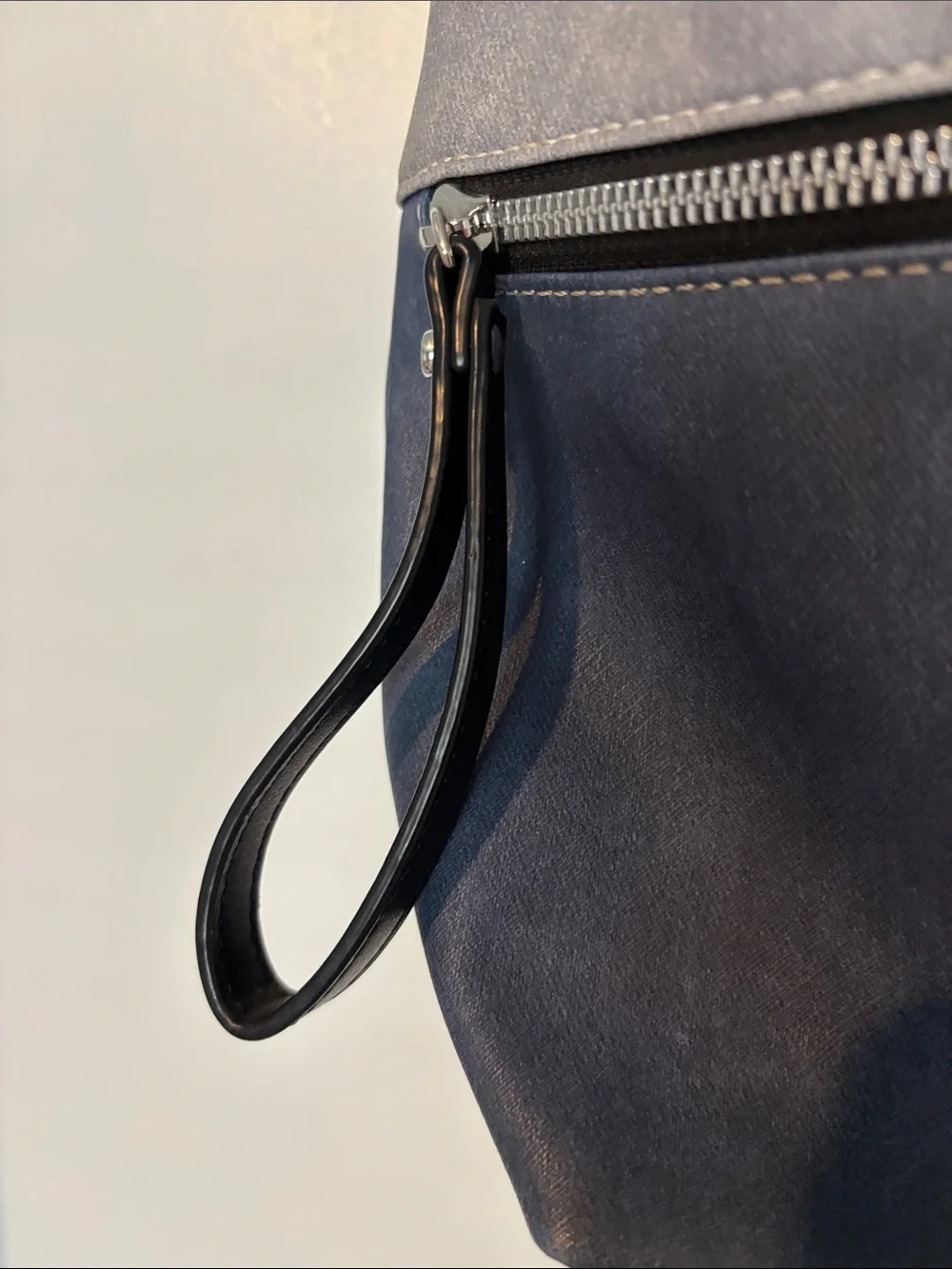 Calvin Klein Two-Tone Gray and Navy Leather Hobo